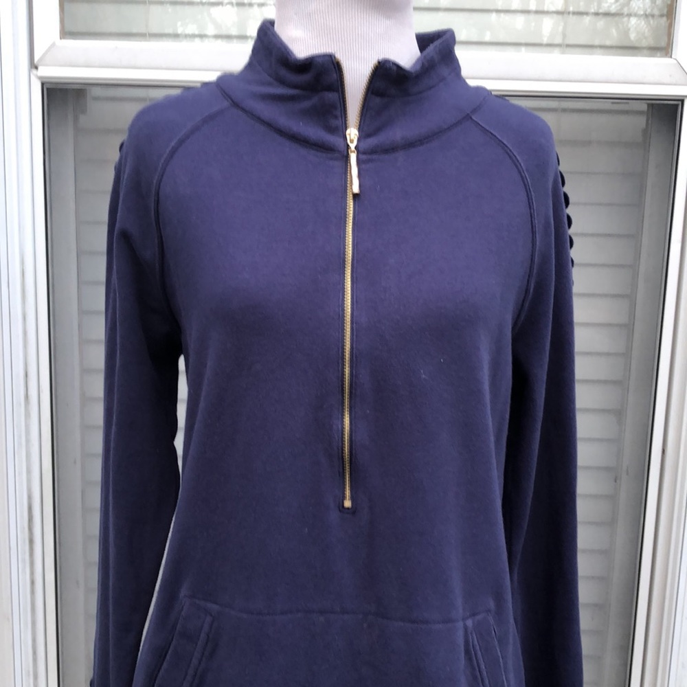 Lilly Pulitzer Navy Blue 1/2 Zip Vented Sleeves Barrel Pocket Pullover size M - Picture 3 of 10